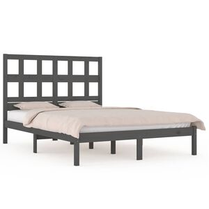 vidaXL Massivholzbett Grau Kiefer 200x200 cm