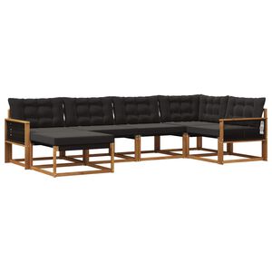 vidaXL Outdoor-Sofagarnitur 6 stk. Natur und Schwarz Massivholz Akazie