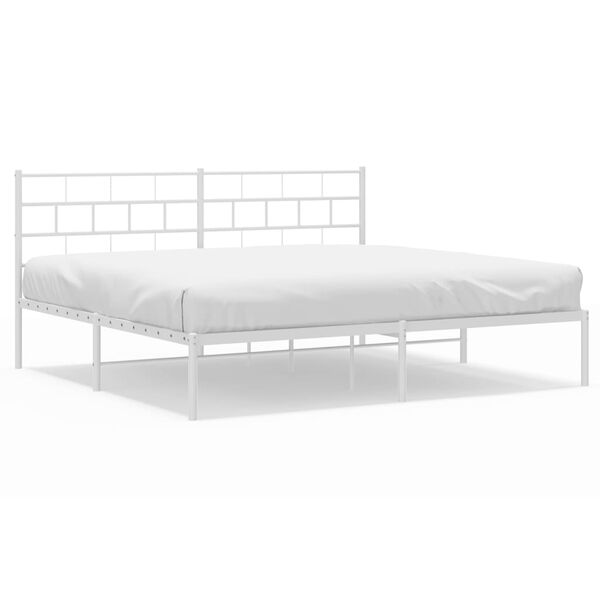 vidaXL Bettgestell mit Kopfteil Metall Wei&szlig; 180x200 cm