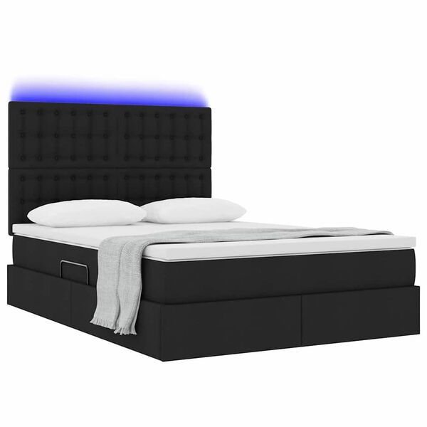vidaXL Bett mit Stauraum und LED Schwarz 140 x 200 cm Polyester