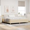 vidaXL LED Boxspringbett mit Matratze mit LED Creme 200 x 200 cm Stoff