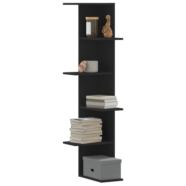 vidaXL Wand-Eckregal Schwarz 36,5x36,5x140 cm Holzwerkstoff