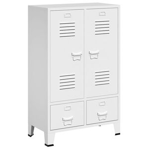 vidaXL Kleiderschrank Industrie-Stil Wei&szlig; 67x35x107 cm Stahl