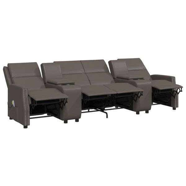 vidaXL 4-Sitzer Massagesessel Grau Kunstleder