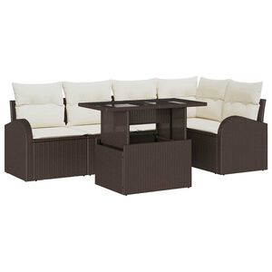 vidaXL Gartensofa-set mit Kissen mit Speicher 6 pcs Braun Poly Rattan