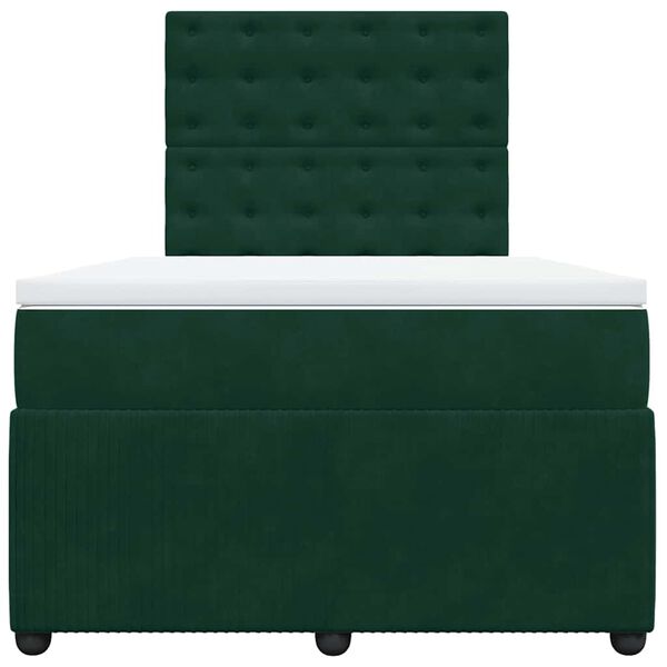 vidaXL Boxspringbett mit Matratze Dunkelgr&uuml;n 120x200 cm Samt