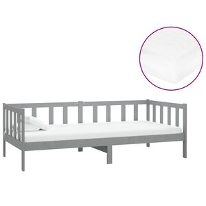 vidaXL Tagesbett mit Matratze 90x200 cm Grau Kiefer Massivholz