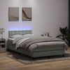 vidaXL Boxspringbett mit Matratze & LED Hellgrau 120x220 cm Samt