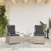 vidaXL Gartensessel 2 Stk. Verstellbar Hellgrau Poly Rattan