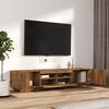 vidaXL 2-tlg. TV-Schrank-Set LED-Leuchten R&auml;uchereiche Holzwerkstoff