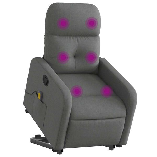 vidaXL Massagesessel mit Aufstehhilfe Dunkelgrau Stoff