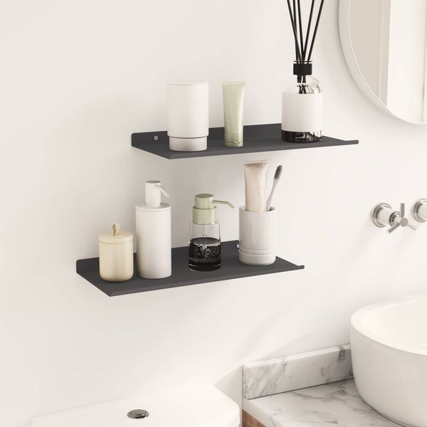 vidaXL Wandregal mit Regal 2 pcs Schwarz 40 x 17,5 x 2,5 cm