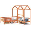 vidaXL Massivholzbett und Bank mit Dach Orange 75x190 cm Kiefernholz