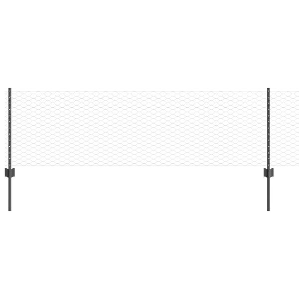 vidaXL Zaun mit Pfosten Grau 0,6 x 100 m Stahl und PVC