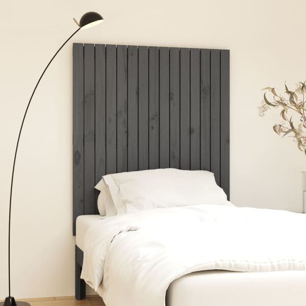 vidaXL Wand-Kopfteil Grau 95,5x3x110 cm Massivholz Kiefer