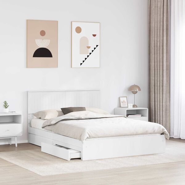 vidaXL Aufbewahrungsbett mit Kopfteil Wei&szlig; 140 x 200 cm Holzwerkstoff