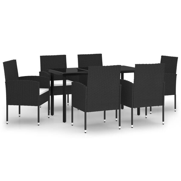 vidaXL 7-tlg. Garten-Essgruppe Schwarz