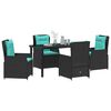 vidaXL Garten Essgruppe 5 pcs Schwarz Poly Rattan