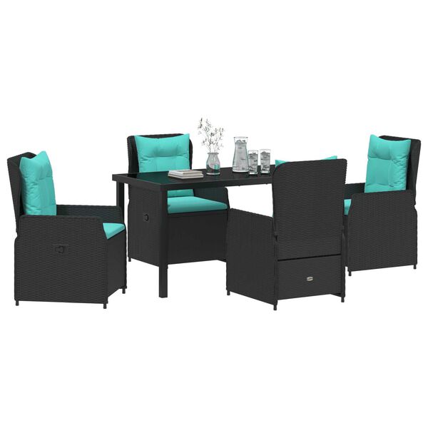 vidaXL Garten Essgruppe 5 pcs Schwarz Poly Rattan