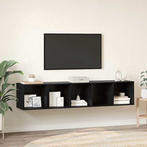 vidaXL TV-Schrank Set 2 pcs Schwarz Eichen-Optik Holzwerkstoff