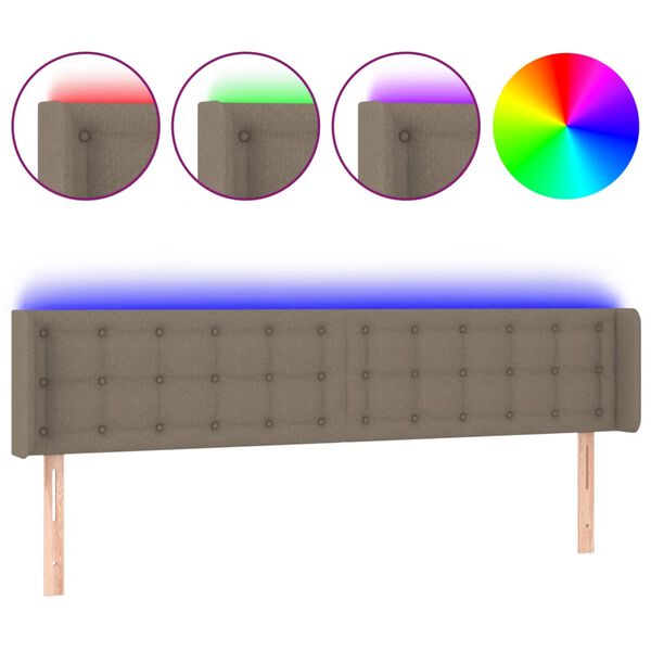 vidaXL LED Kopfteil Taupe 203x16x78/88 cm Stoff