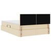 vidaXL Bett mit Stauraum und LED mit Matratze Creme 140 x 200 cm Stoff