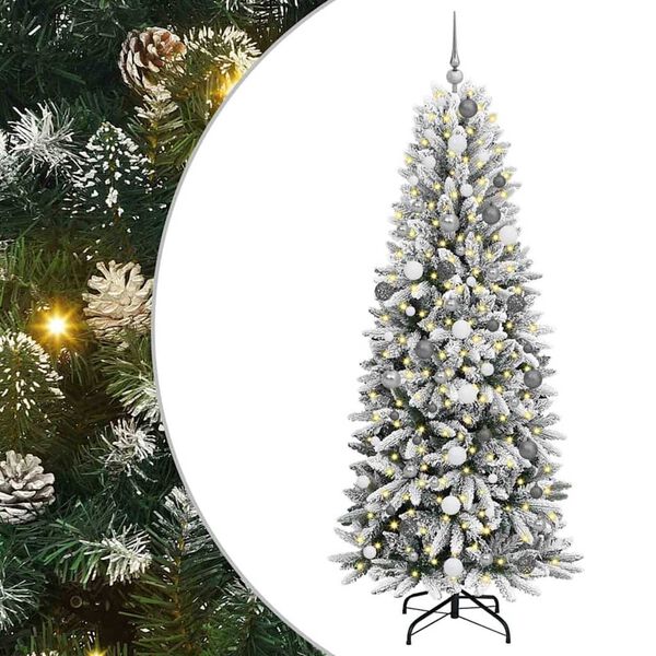 vidaXL Künstlicher Weihnachtsbaum mit 300 LEDs mit Ständer Weiß 210 cm