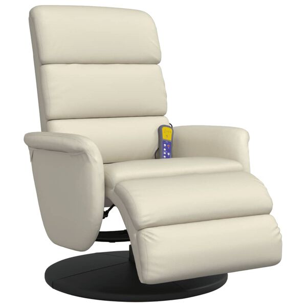 vidaXL Massagesessel mit Fu&szlig;teil Creme Kunstleder