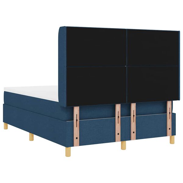vidaXL Boxspringbett mit Matratze mit Kopfteil Blau 140 x 200 cm Stoff