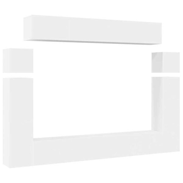 vidaXL 8-tlg. TV-Schrank-Set Wei&szlig; Holzwerkstoff