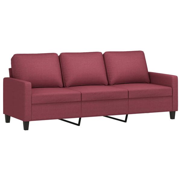 vidaXL 3-Sitzer-Sofa mit Hocker Weinrot 180 cm Stoff