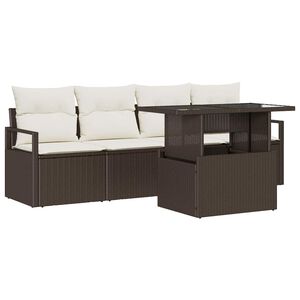 vidaXL Gartensofa-set 5 Stk. 4-Sitzanzahl Braun Poly-Rattan