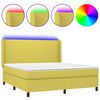vidaXL Boxspringbett mit Matratze & LED Gr&uuml;n 160x200 cm Stoff