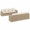 vidaXL 9-tlg. Garten-Sofagarnitur mit Kissen Beige Poly Rattan