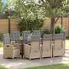 vidaXL Garten Essgruppe mit Kissen 9 pcs Beige Poly-Rattan