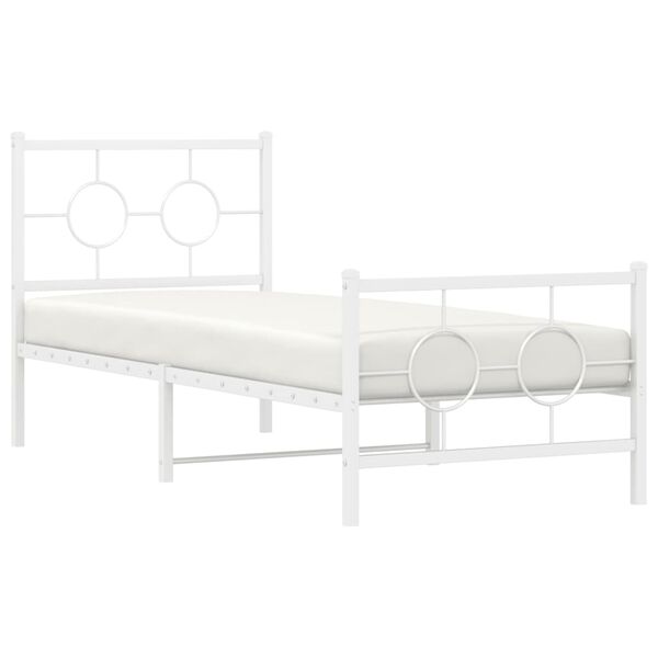 vidaXL Bettgestell mit Kopf- und Fu&szlig;teil Metall Wei&szlig; 80x200 cm