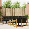 vidaXL Outdoor-Sofagarnitur mit Kissen 9 pcs Nat&uuml;rlich und Schwarz