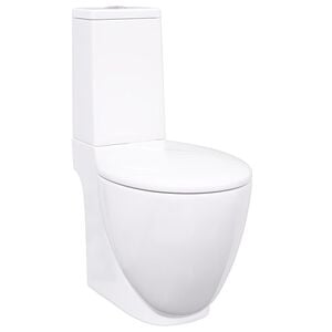 vidaXL Keramik-Toilette Abgang Horizontal Wei&szlig;