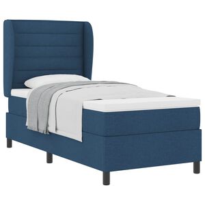 vidaXL Boxspringbett mit Matratze mit Kopfteil Blau 90 x 200 cm Stoff