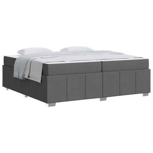 vidaXL Bettrahmen mit Matratze Dunkelgrau 200 x 200 cm Stoff