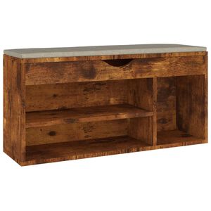 vidaXL Schuhbank mit Kissen R&auml;uchereiche 104x30x49 cm Holzwerkstoff