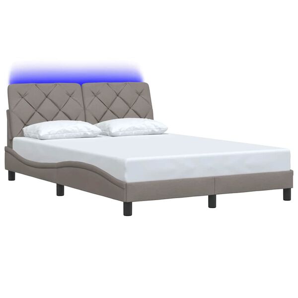 vidaXL Bettgestell mit LED ohne Matratze Taupe 140x190 cm Stoff