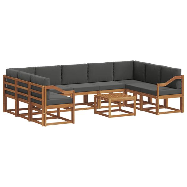 vidaXL Outdoor-Sofagarnitur mit Kissen 10 pcs Natur und Anthrazit