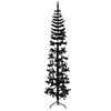 vidaXL K&uuml;nstlicher Halb-Weihnachtsbaum St&auml;nder Schlank Schwarz 240 cm