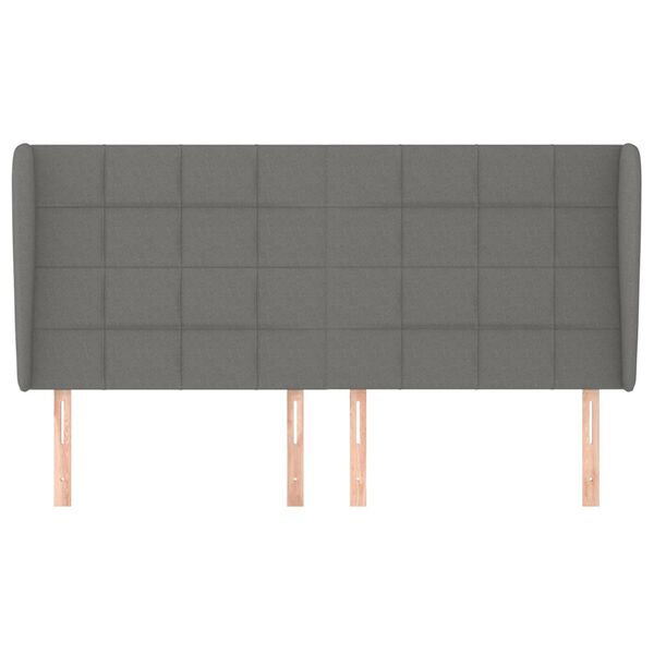 vidaXL Kopfteil mit Ohren Dunkelgrau 203x23x118/128 cm Stoff