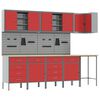 vidaXL Arbeitsschrankset mit Schubladen mit Regal 12 Stk. Rot und Grau