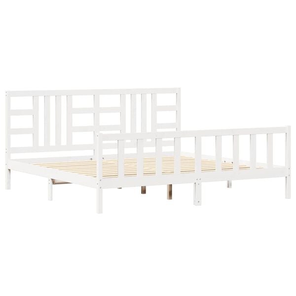 vidaXL Massivholzbett ohne Matratze Wei&szlig; 200x200 cm Kiefernholz