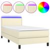 vidaXL Boxspringbett mit Matratze & LED Creme 90x190 cm Kunstleder