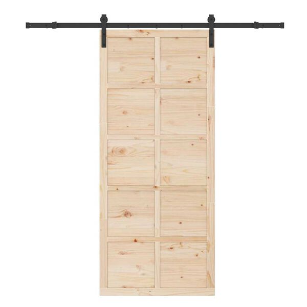 vidaXL Schiebet&uuml;r Braun 90 x 208 cm Massives Kiefernholz