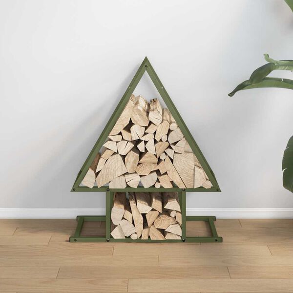 vidaXL Brennholzregal Olivgrün 50x25x60 cm Kaltgewalzter Stahl